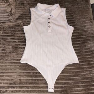 Bar III White Sleeveless Bodysuit
